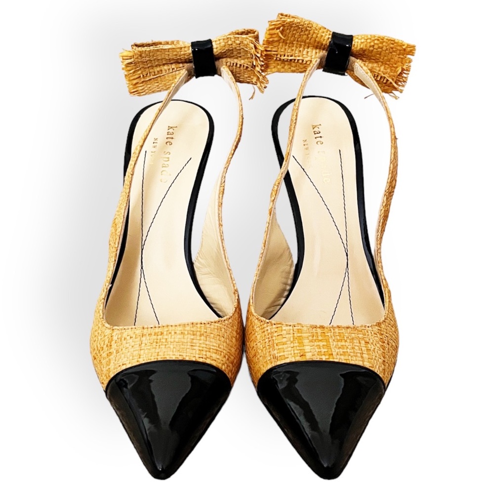 Kate Spade Raffia Pointed Toe Slingback Heels - Picture 3 of 7
